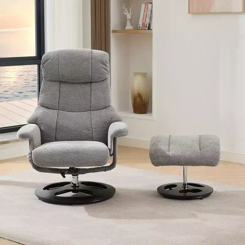 GDFStudio Mirna Ergonomic Chenille Upholstered Swivel Recliner Chair with Ottoman