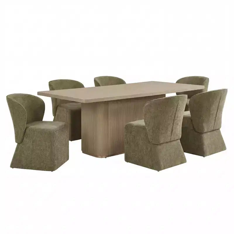 Christopher Knight Home Yutthana Modern 7 Piece Wooden and Metal Dining Set with Upholstered Chairs