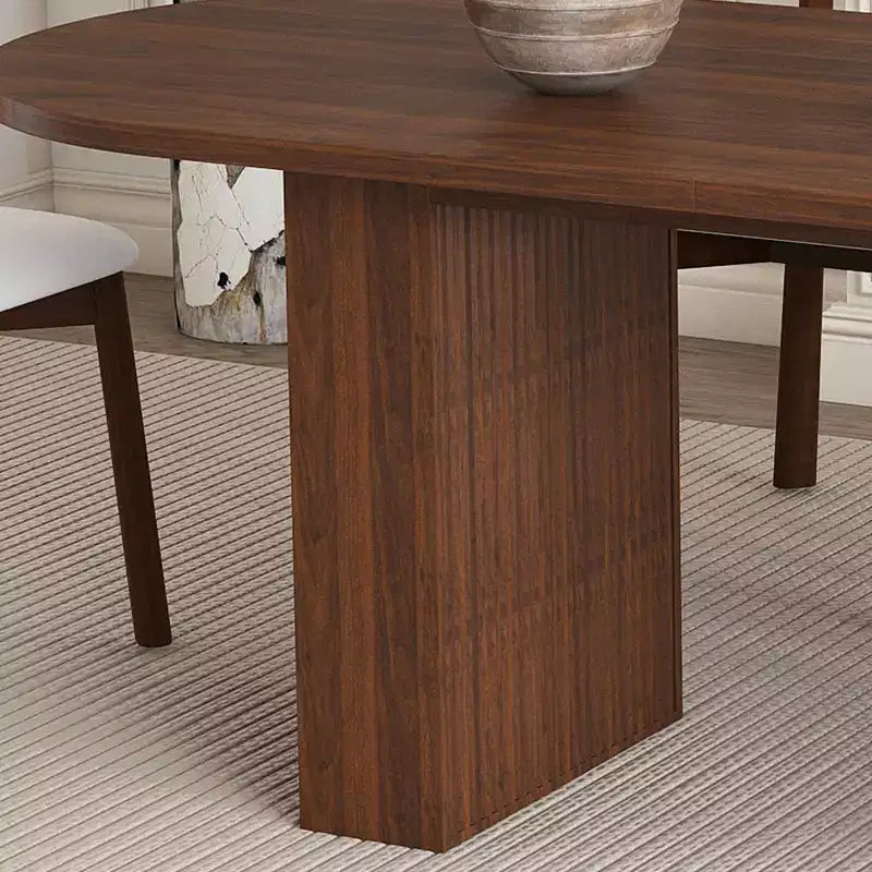 GDFStudio Hayden Farmhouse 62.9-Inch Oval 4-Seater Wood Dining Table Set