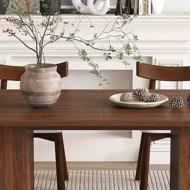 GDFStudio Hayden Farmhouse 62.9-Inch Oval 4-Seater Wood Dining Table Set