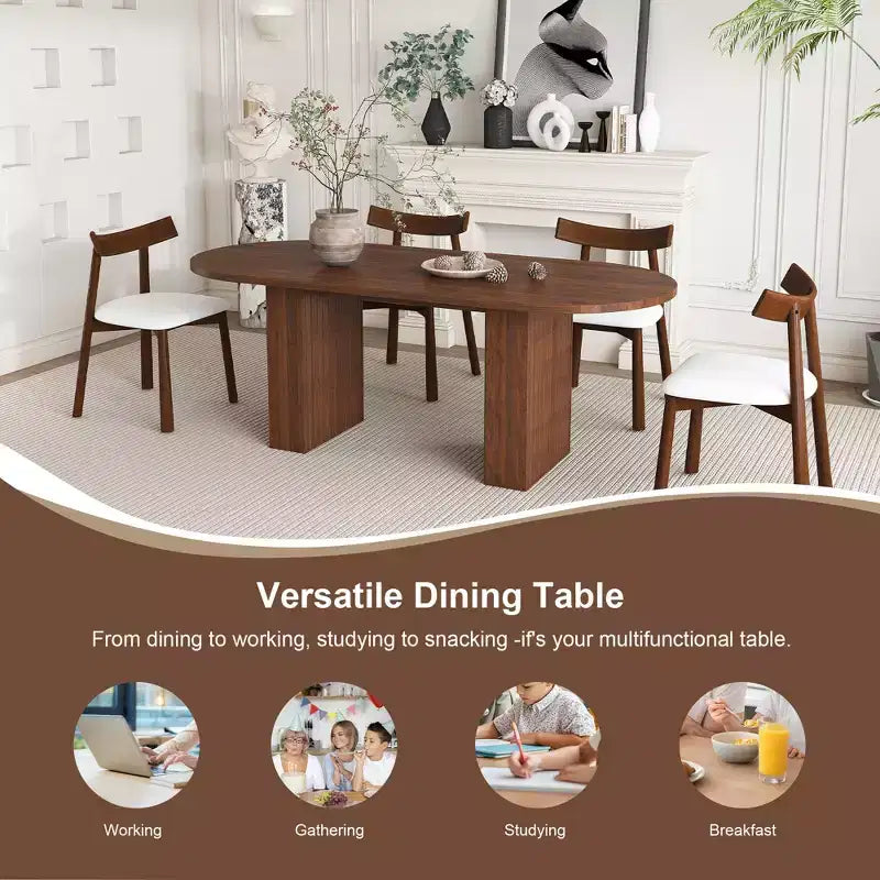 GDFStudio Hayden Farmhouse 62.9-Inch Oval 4-Seater Wood Dining Table Set