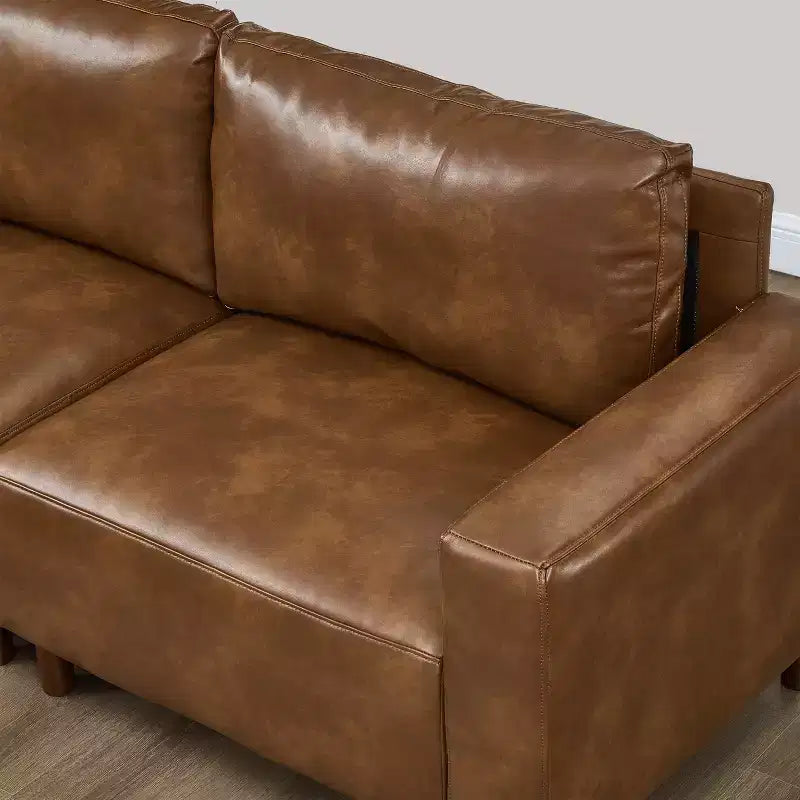 GDFStudio Darcy 104 Modern 5-Seat Faux Leather Upholstered Sectional Sofa with Ottoman
