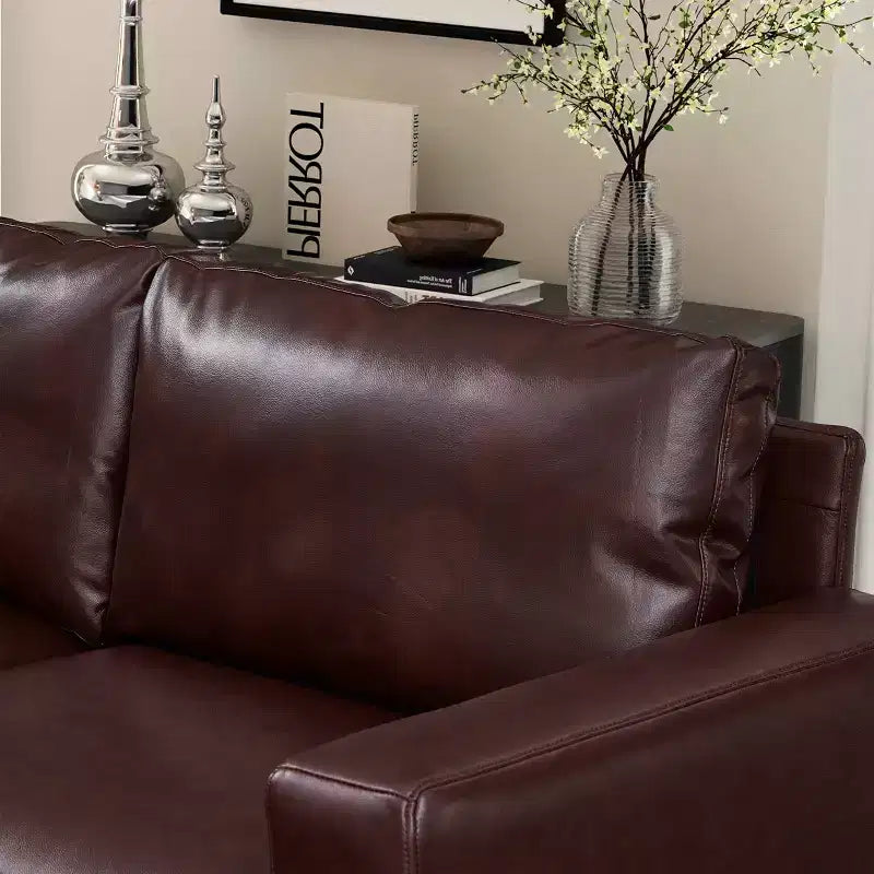 GDFStudio Darcy 104 Modern 5-Seat Faux Leather Upholstered Sectional Sofa with Ottoman