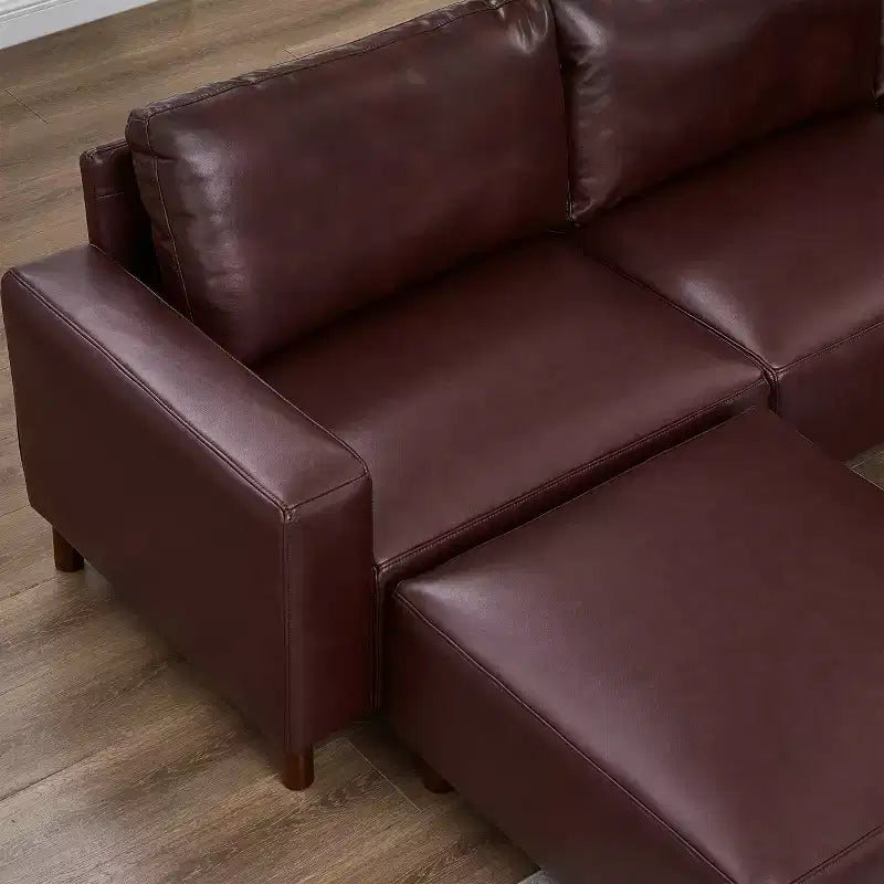 GDFStudio Darcy 104 Modern 5-Seat Faux Leather Upholstered Sectional Sofa with Ottoman
