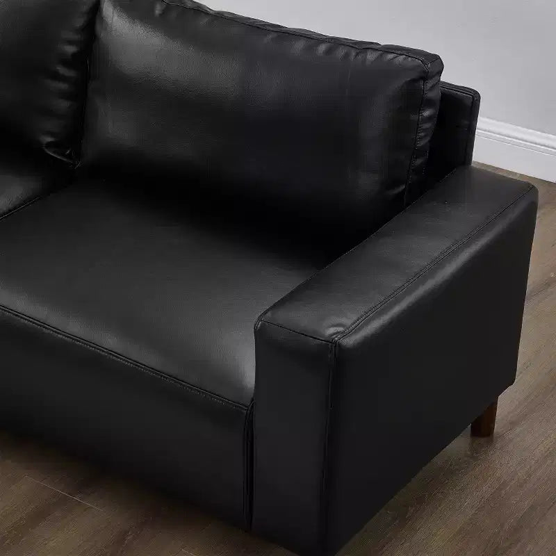 GDFStudio Arvin 112 Modern 3-Seat Faux Leather Upholstered Sectional Sofa with Ottoman