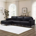 GDFStudio Arvin 112 Modern 3-Seat Faux Leather Upholstered Sectional Sofa with Ottoman