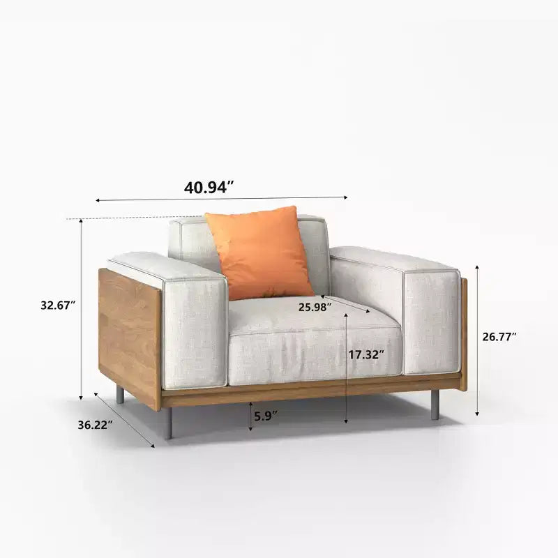 4-Piece Mid-Century Modern Living Room Set: Sofa, Loveseat, Lounge Chair & Expandable Storage Coffee Table (Washable Covers) Gaoyangjiaju