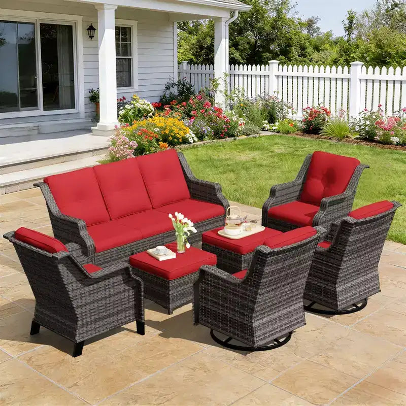 UPTIOT Premium Outdoor Modular Seating Set with Lounge Sofa and Chairs