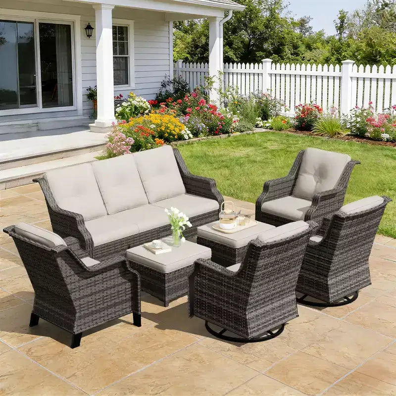 UPTIOT Premium Outdoor Modular Seating Set with Lounge Sofa and Chairs