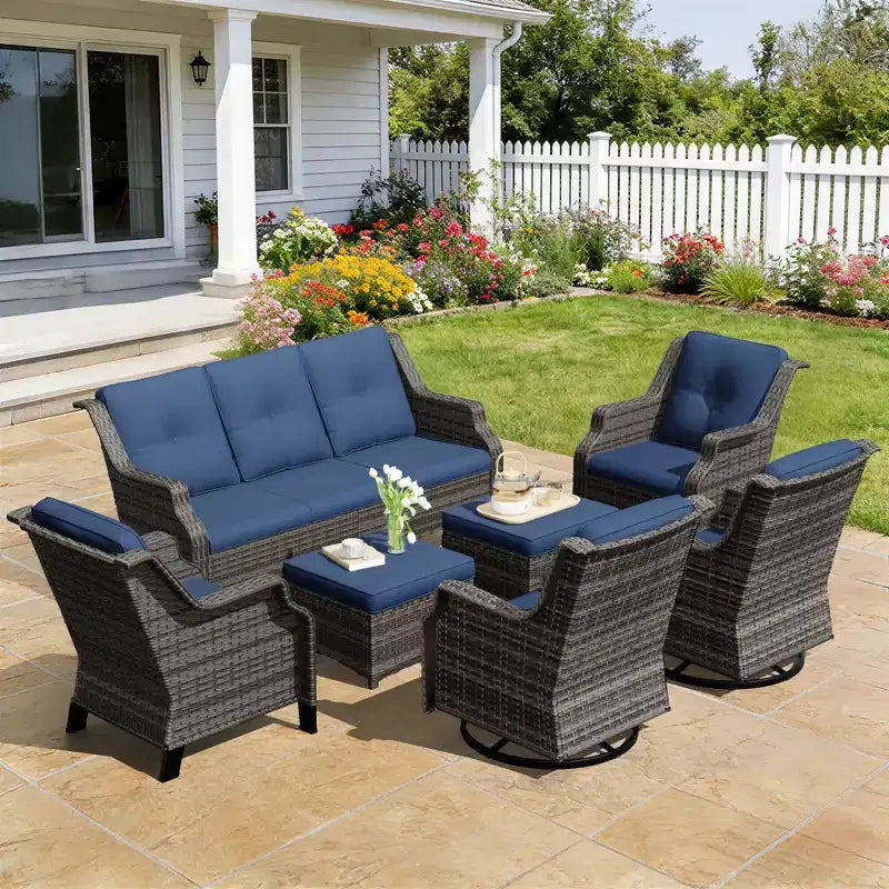UPTIOT Premium Outdoor Modular Seating Set with Lounge Sofa and Chairs