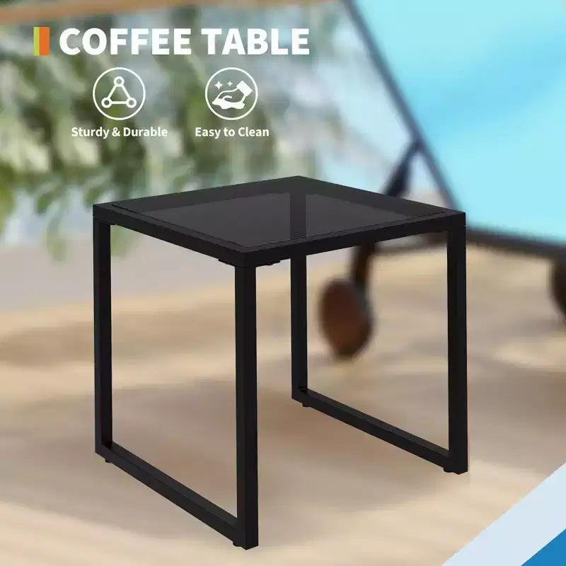 3-Piece Small Patio Lounge Set with Side Table - Adjustable Chaise Chairs & Wheels for Poolside, Deck & Backyard