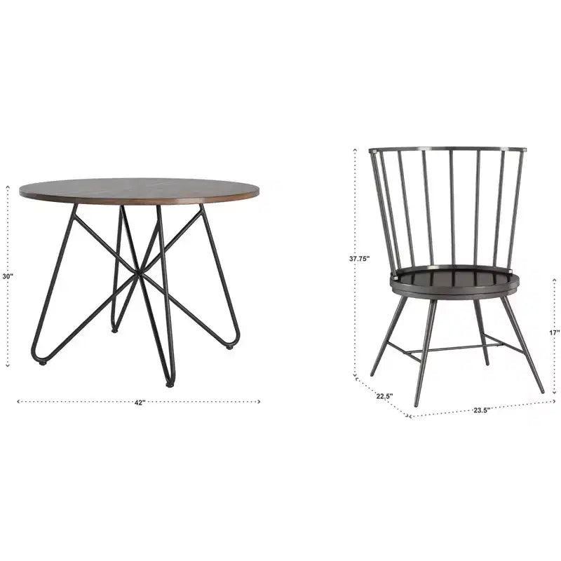 Norfolk Walnut Finish Round 5-Piece Dining Set - INSPIRE Q