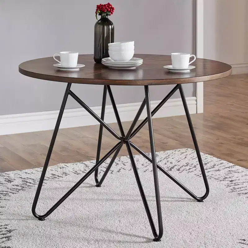 Norfolk Walnut Finish Round 5-Piece Dining Set - INSPIRE Q