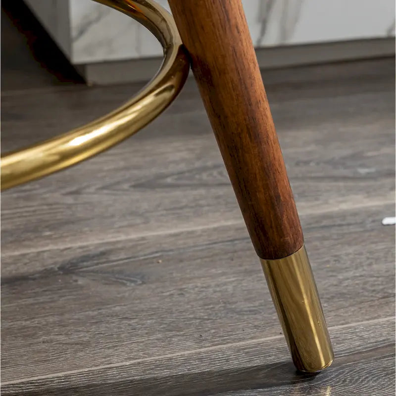 Tabouret pivotant rembourré blanc de 23,88 po avec structure en bois