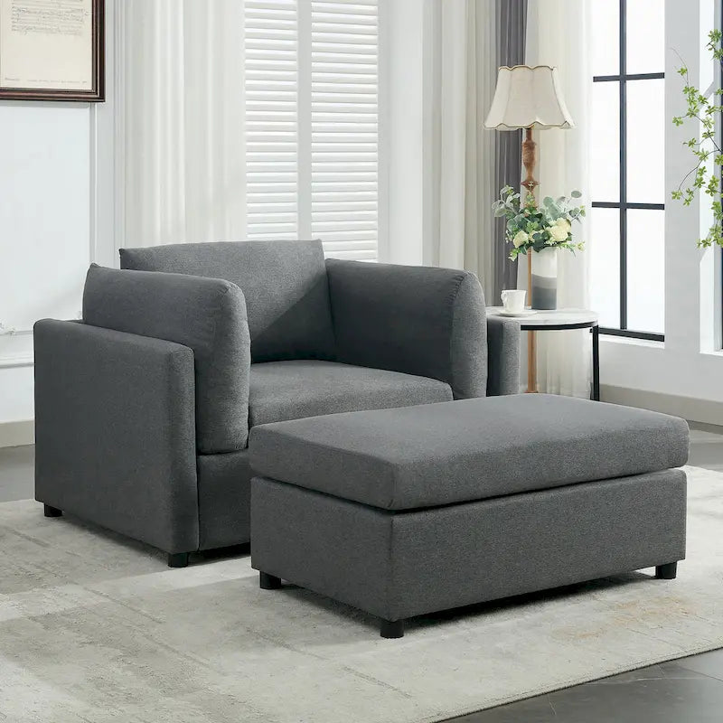 Fauteuil moderne surdimensionné avec ottoman