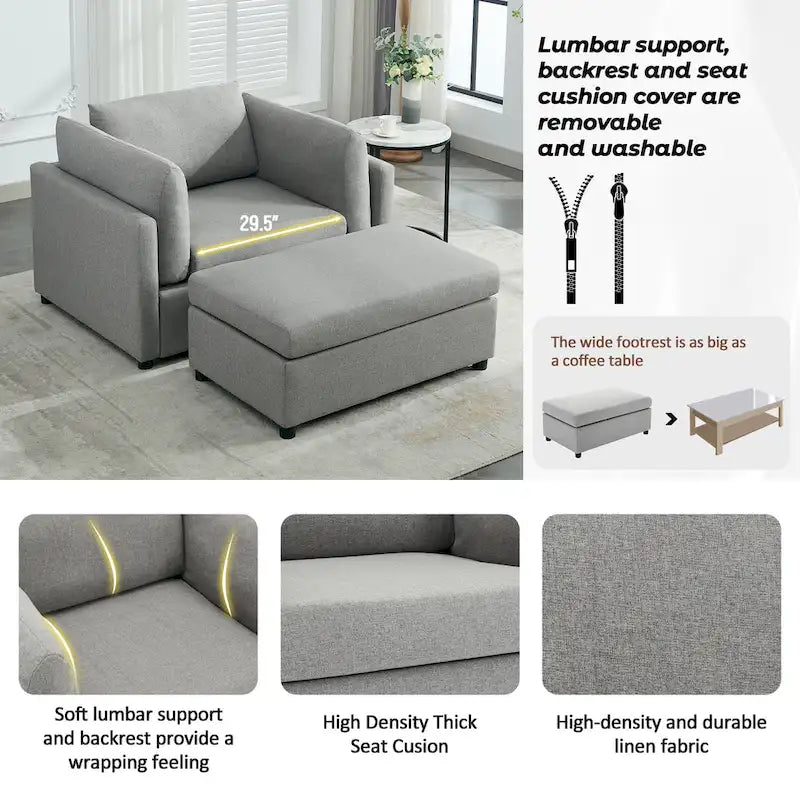 Fauteuil moderne surdimensionné avec ottoman