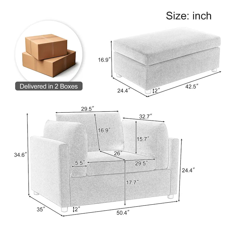 Fauteuil moderne surdimensionné avec ottoman