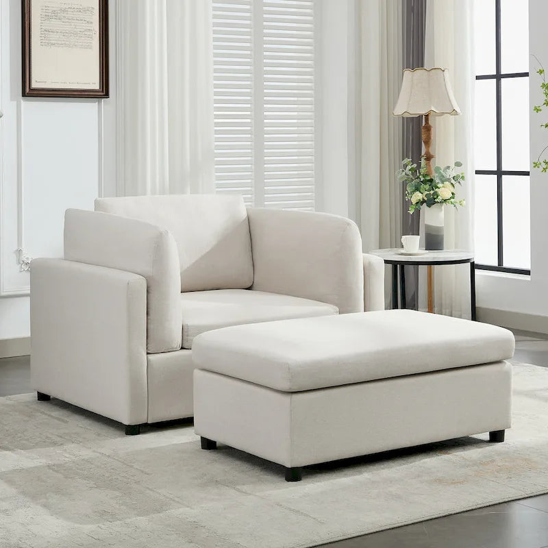 Fauteuil moderne surdimensionné avec ottoman