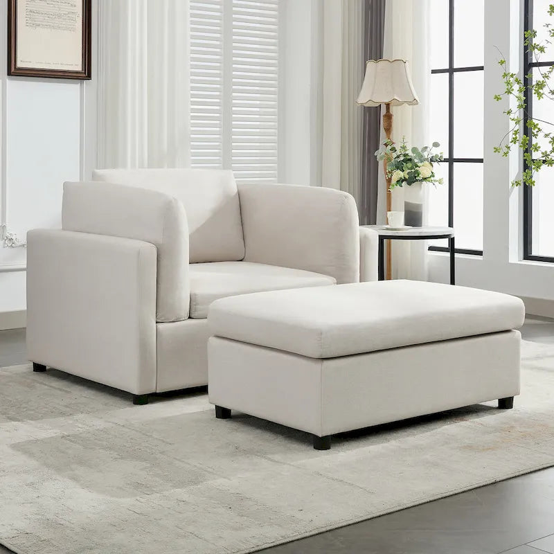Fauteuil moderne surdimensionné avec ottoman