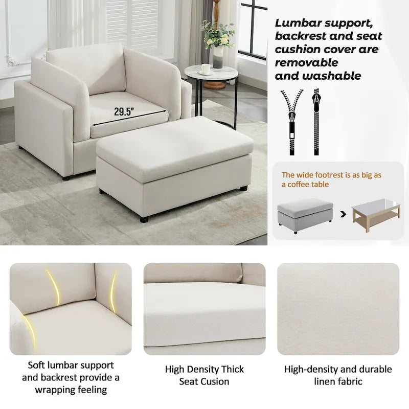 Fauteuil moderne surdimensionné avec ottoman