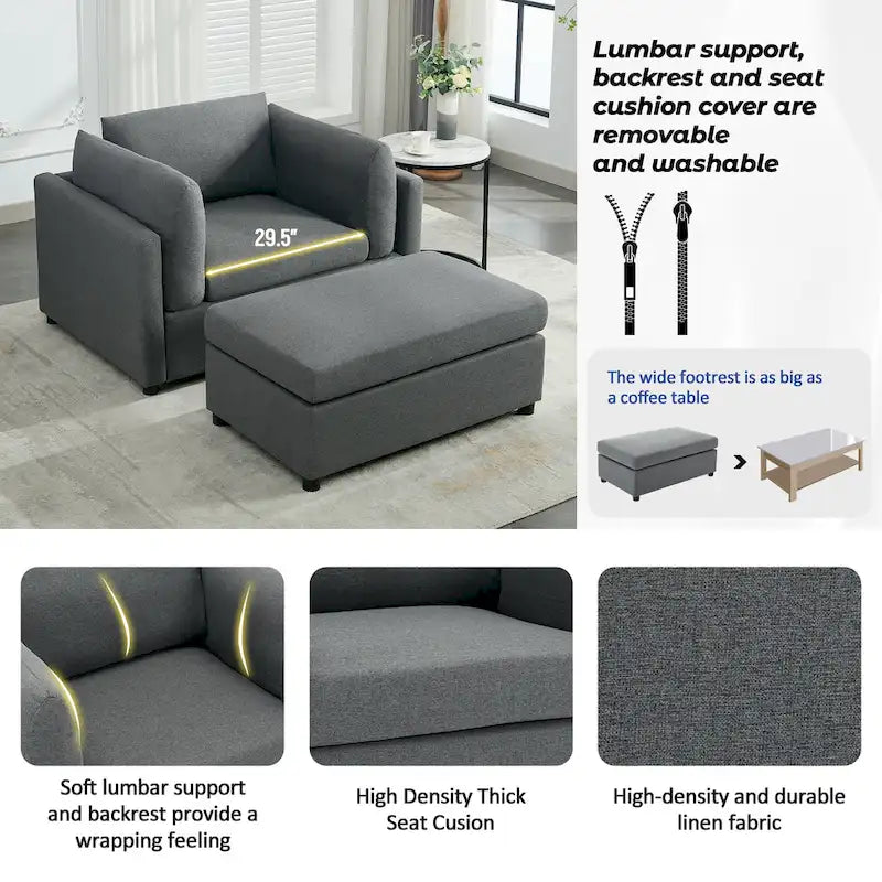 Fauteuil moderne surdimensionné avec ottoman