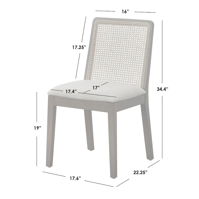 Chaises de salle à manger en bois massif et cannage (lot de 2)