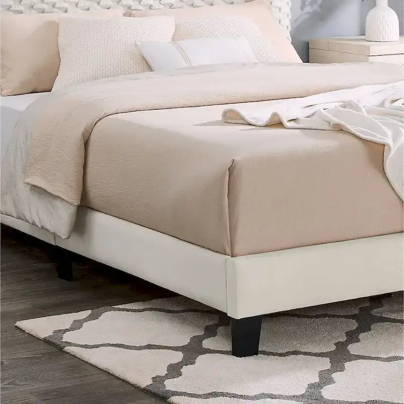 Lit plateforme Queen avec tête de lit réglable, tissu Dove