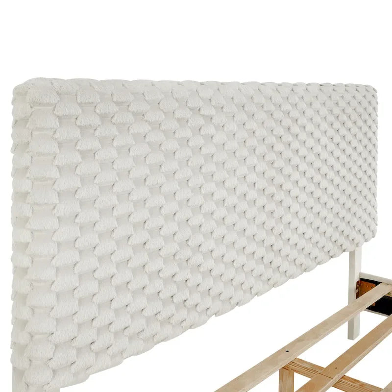 Lit plateforme Queen avec tête de lit réglable, tissu Dove