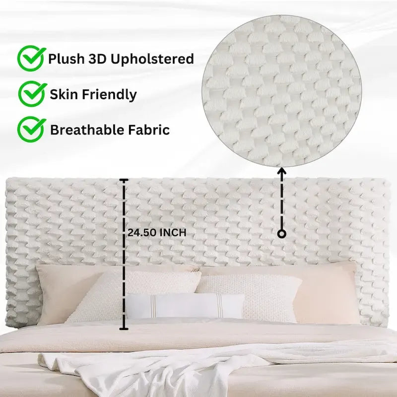 Lit plateforme Queen avec tête de lit réglable, tissu Dove