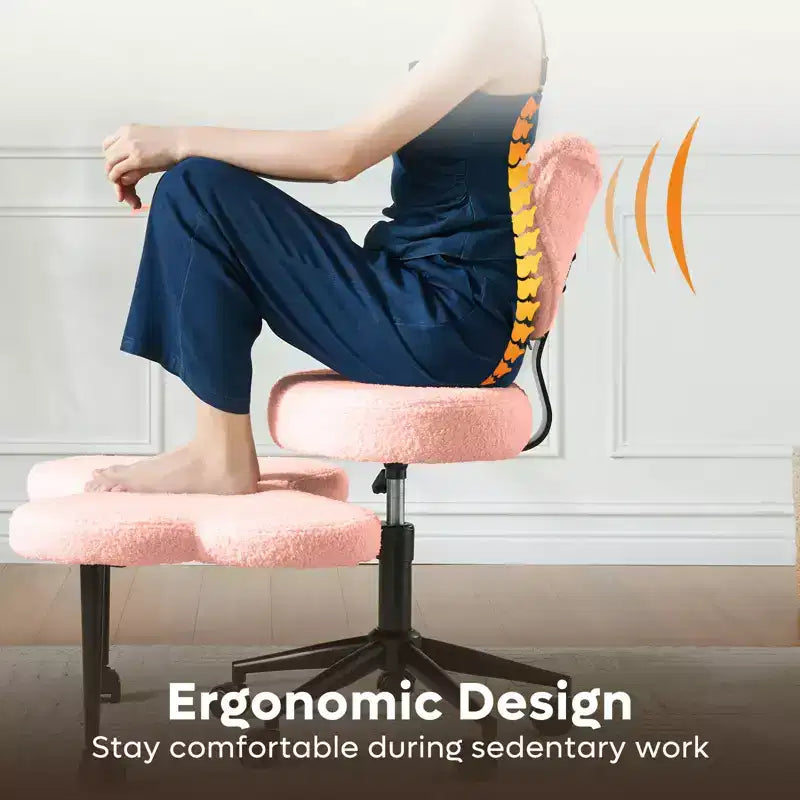 Pinmoco Ergonomic Criss Cross Office Chair, Height Adjustable Meditation Chair, 360 Swivel, Lumbar Support, Task and Office Chair, ADHD Chair