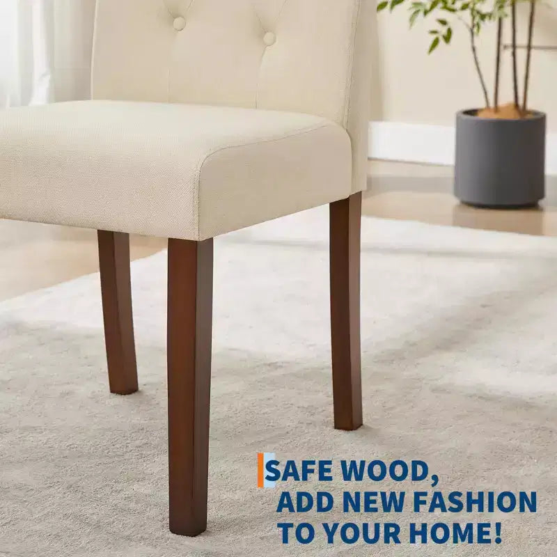 Parsons Button Tufted Dining Chairs Set of 6 / 4 - Upholstered Fabric Kitchen Chairs with Wood Legs & Padded Seats - Living Room Kitchen Furniture