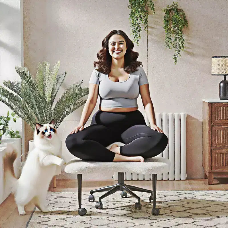 Pinmoco Ergonomic Criss Cross Office Chair, Height Adjustable Meditation Chair, 360 Swivel, Lumbar Support, Task and Office Chair, ADHD Chair