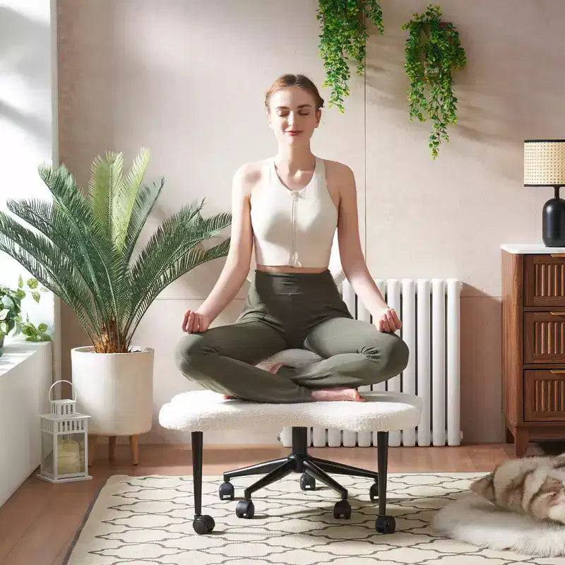 Pinmoco Ergonomic Criss Cross Office Chair, Height Adjustable Meditation Chair, 360 Swivel, Lumbar Support, Task and Office Chair, ADHD Chair