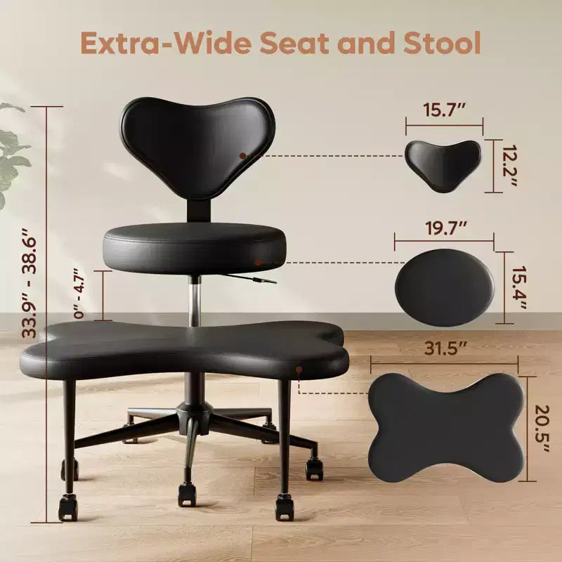 Pinmoco Ergonomic Criss Cross Office Chair, Height Adjustable Meditation Chair, 360 Swivel, Lumbar Support, Task and Office Chair, ADHD Chair