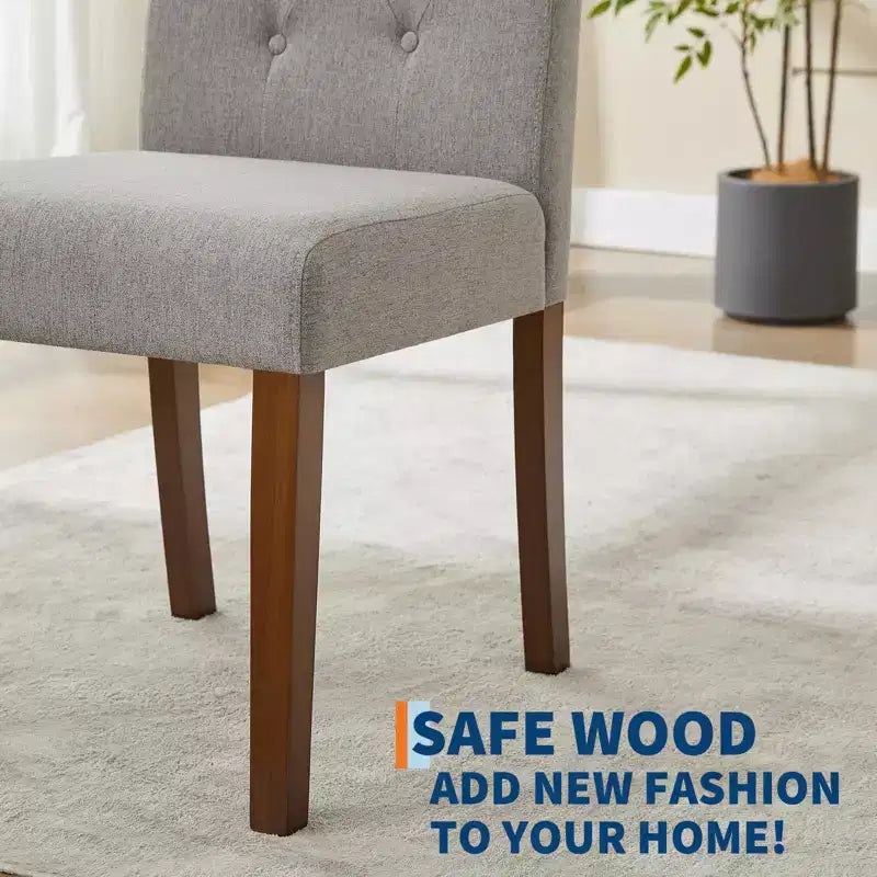 Parsons Button Tufted Dining Chairs Set of 6 / 4 - Upholstered Fabric Kitchen Chairs with Wood Legs & Padded Seats - Living Room Kitchen Furniture