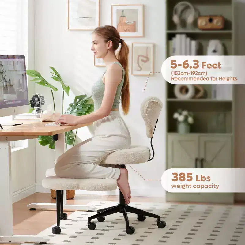 Pinmoco Ergonomic Criss Cross Office Chair, Height Adjustable Meditation Chair, 360 Swivel, Lumbar Support, Task and Office Chair, ADHD Chair