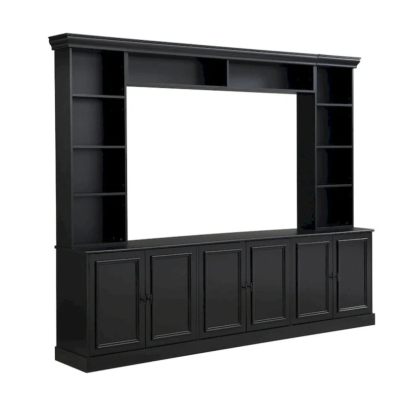 4-Piece Entertainment Center Wall Unit Set with Bridge for TVs Up to 70 , TV Stand W/Adjustable Shelves, Large Media Console