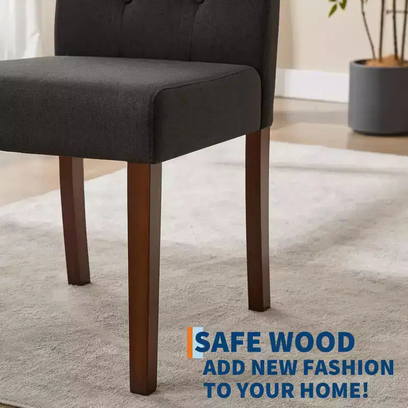 Parsons Button Tufted Dining Chairs Set of 6 / 4 - Upholstered Fabric Kitchen Chairs with Wood Legs & Padded Seats - Living Room Kitchen Furniture