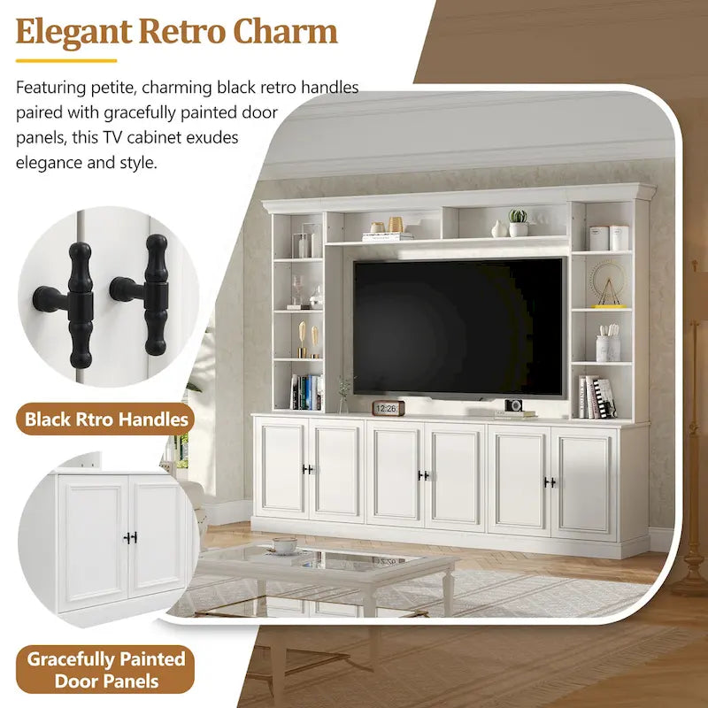 4-Piece Entertainment Center Wall Unit Set with Bridge for TVs Up to 70 , TV Stand W/Adjustable Shelves, Large Media Console