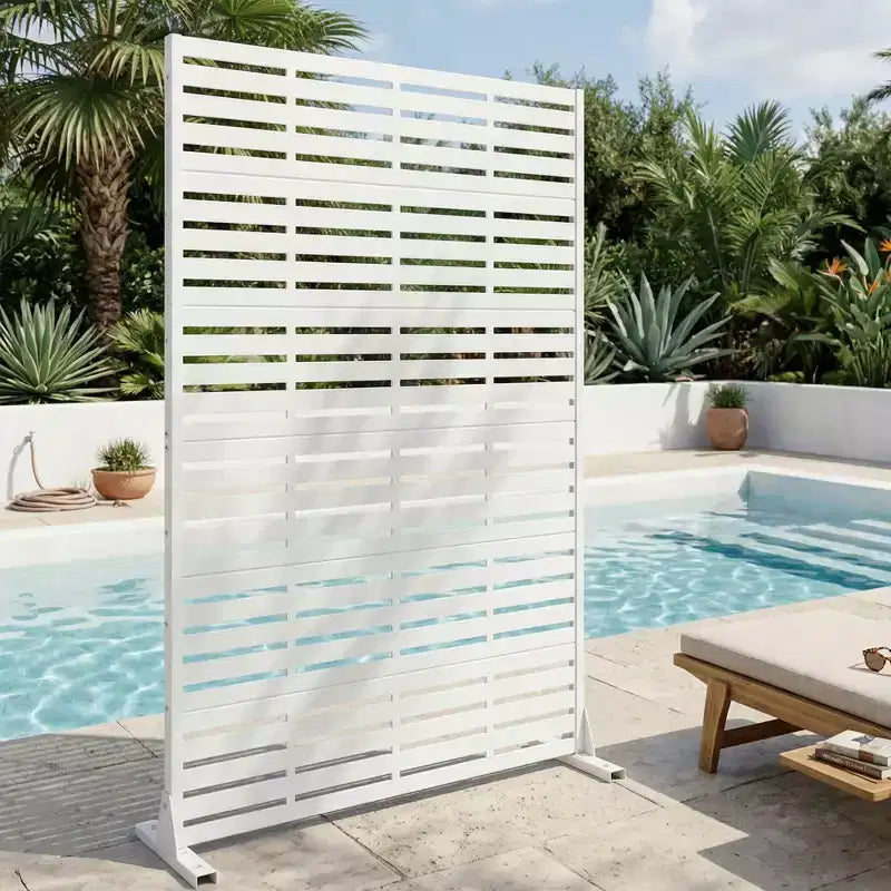 MAYEERTY 72x47 White Outdoor Natural Privacy Panel Screen, 6 Piece Set Natural Folding Divider for Backyard and Garden