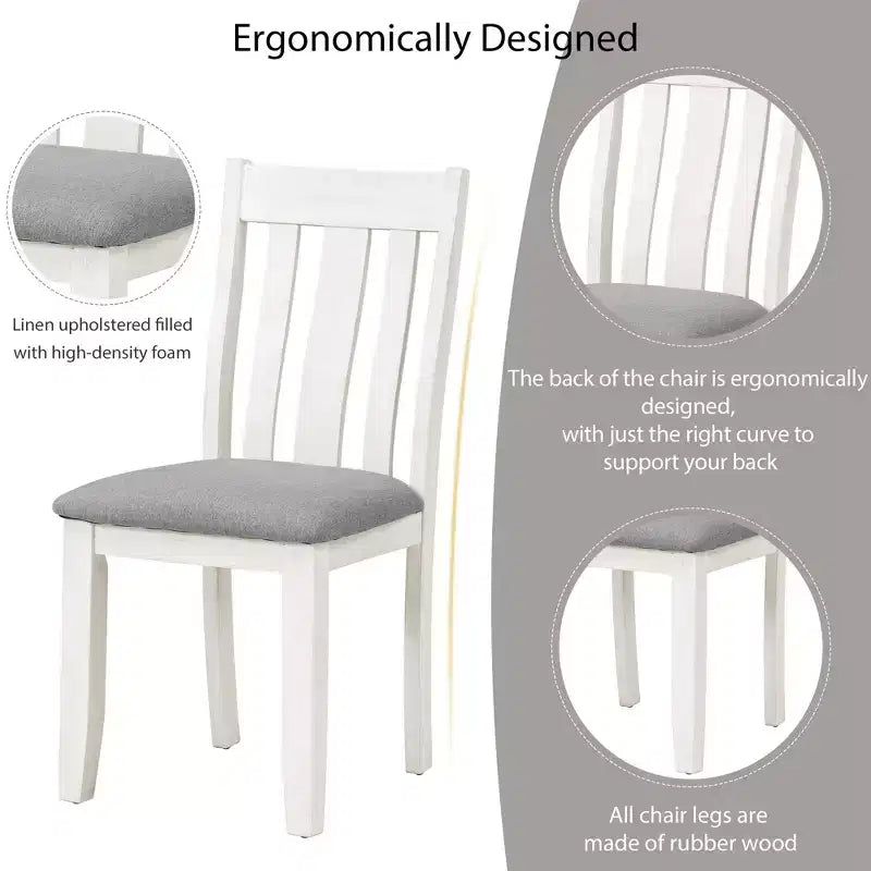 Farmhouse Extendable Dining Table Set for 6, Rectangular Table and 6 Upholstered Chairs