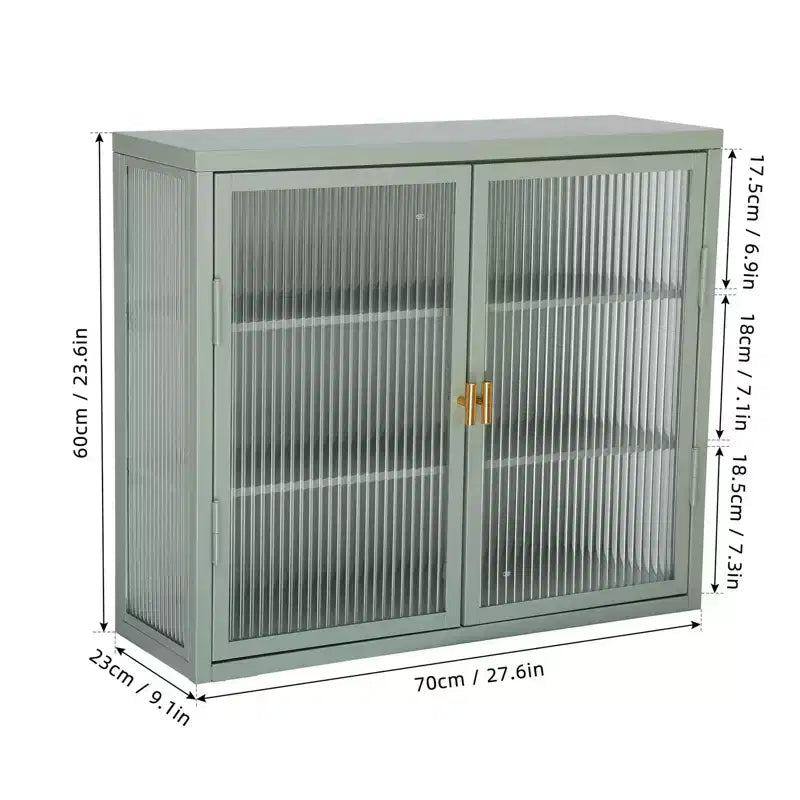 Double Glass Door Wall Cabinet Storage Cabinets with Enough Storage Space, Doors Detachable Shelves Wall Cabinet Practical Tool Storage Chest