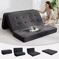 SunnyFurn 6 Inch Tri-Fold Mattress Sofa Bed, 75X54.3 Foam Folding Guest Bed with Tufted Corduroy, Portable for Camping, Living Room, Bedroom