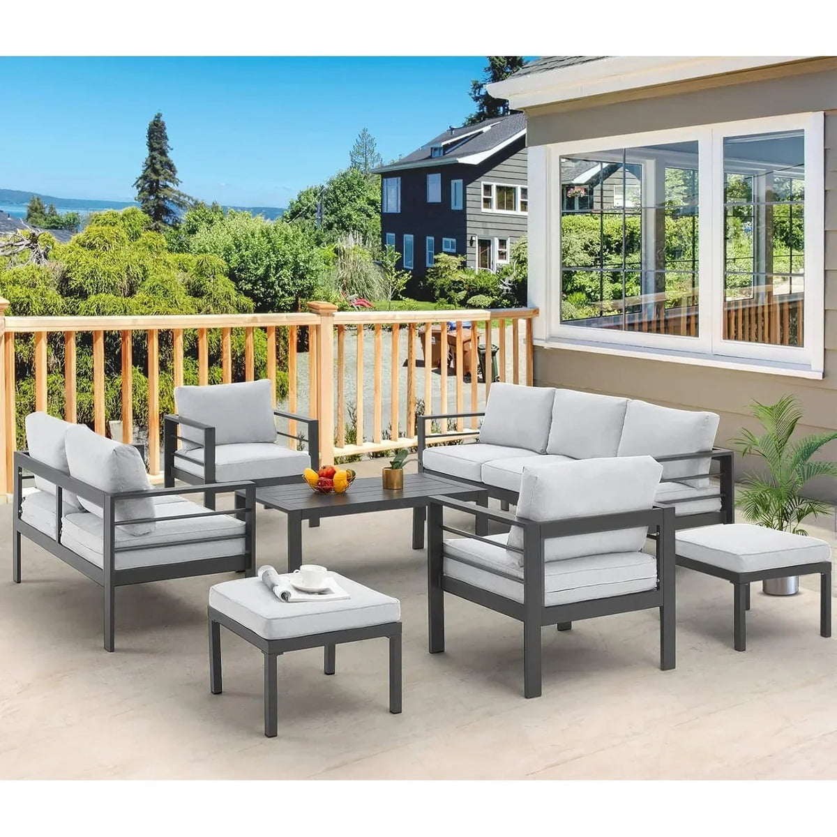 AECOJOY 7 Pieces Aluminum Patio Furniture Set Outdoor Conversation Set
