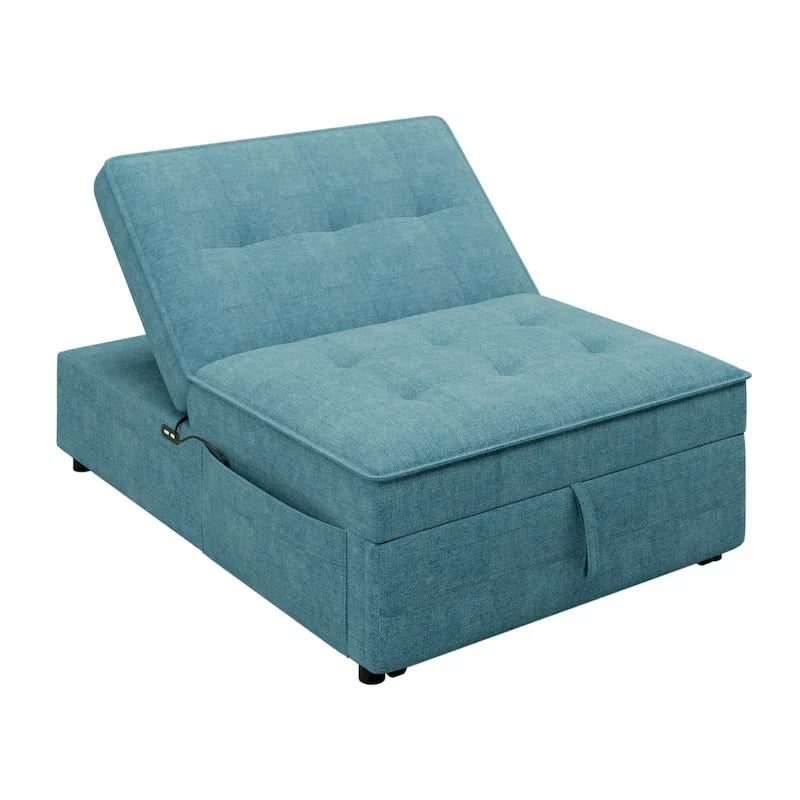 72.5 Linen 4-in-1 3-Seater Sleeper Sofa with 5-Level Adjustable Backrest And Storage Pocket