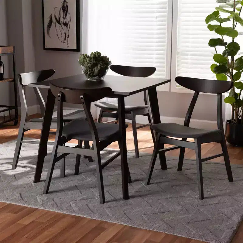5pc Britte Fabric Upholstered Wood Dining Set - Baxton Studio