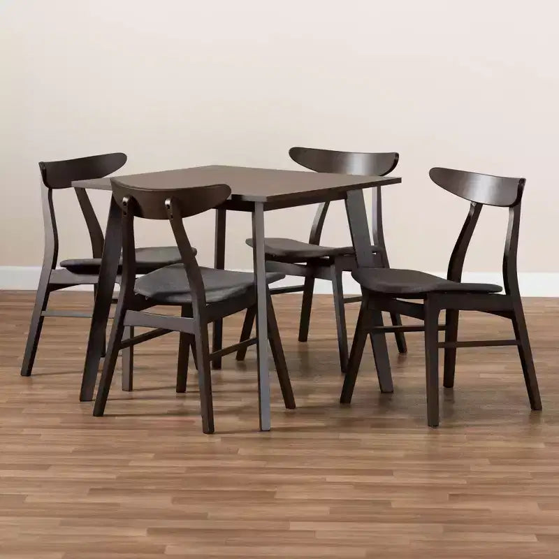 5pc Britte Fabric Upholstered Wood Dining Set - Baxton Studio