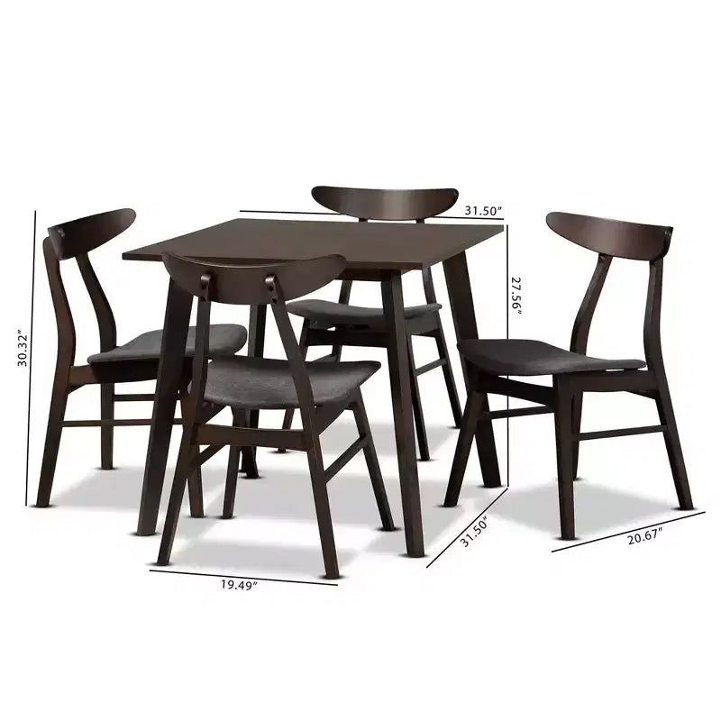 5pc Britte Fabric Upholstered Wood Dining Set - Baxton Studio