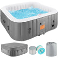 4-6 Person Outdoor Inflatable Hot Tub Spa with Control Panel & 130 Jets, Insulated Tub Cover & Floor Protector - 75??¨¤W