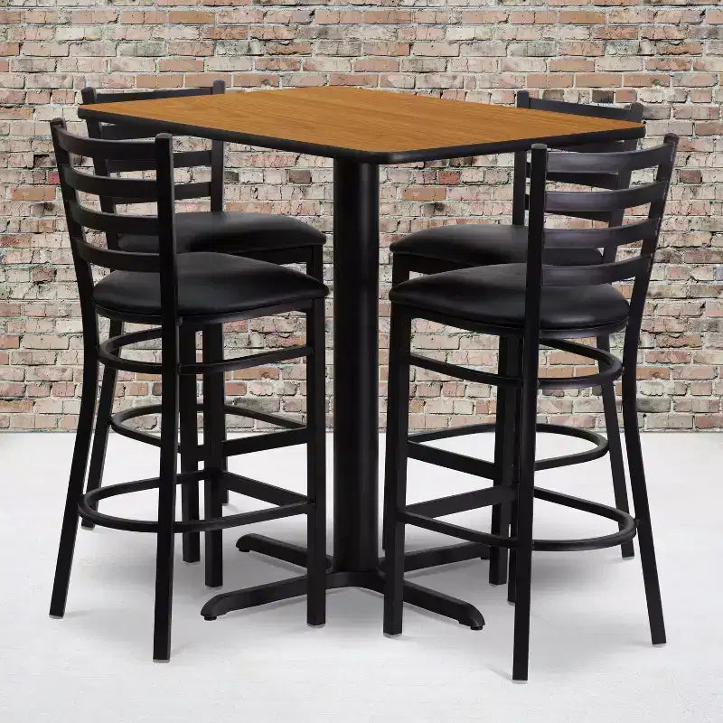 Emma and Oliver 24W x 42L Rectangular Laminate Table Set & 4 Ladder Back Stools